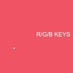 Press R, G, or B keys - changes the background’s red, green, or blue component randomly. Interactive color mixing.