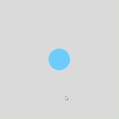 Press UP_ARROW - circle grows, DOWN_ARROW - circle shrinks. Interactive scaling effect.