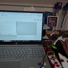 Pressing the graphite surface connected to the TOP arrow on the makey makey- triggers green shapes to fall from the top of the screen, simulating a gravity effect.