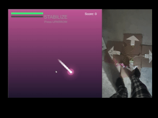 An interactive, foot-controlled game where players respond to arrow prompts on a Makey Makey-enabled board, influencing the motion, color, and effects of a digital organism on screen.